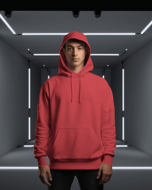 Solid Unisex Hoodie - Red