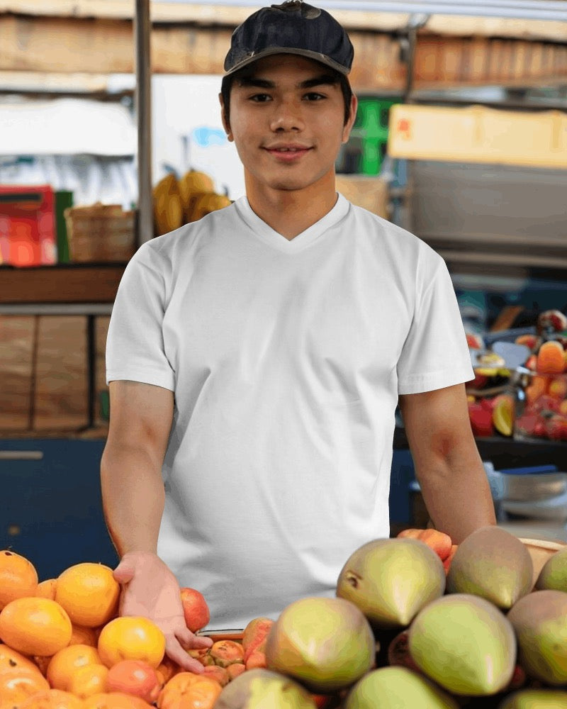 Solid White V-Neck Tee