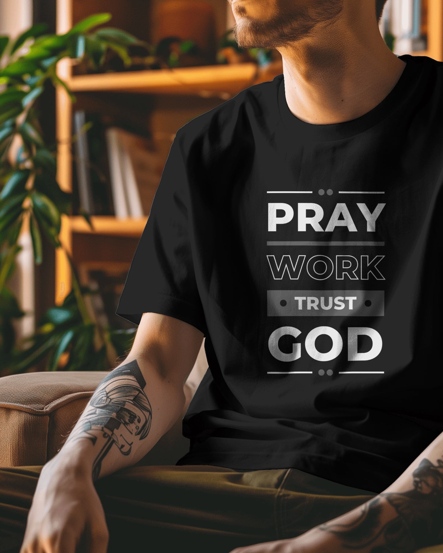 Pray, Work & Trust God - Unisex Heavy Cotton Tee